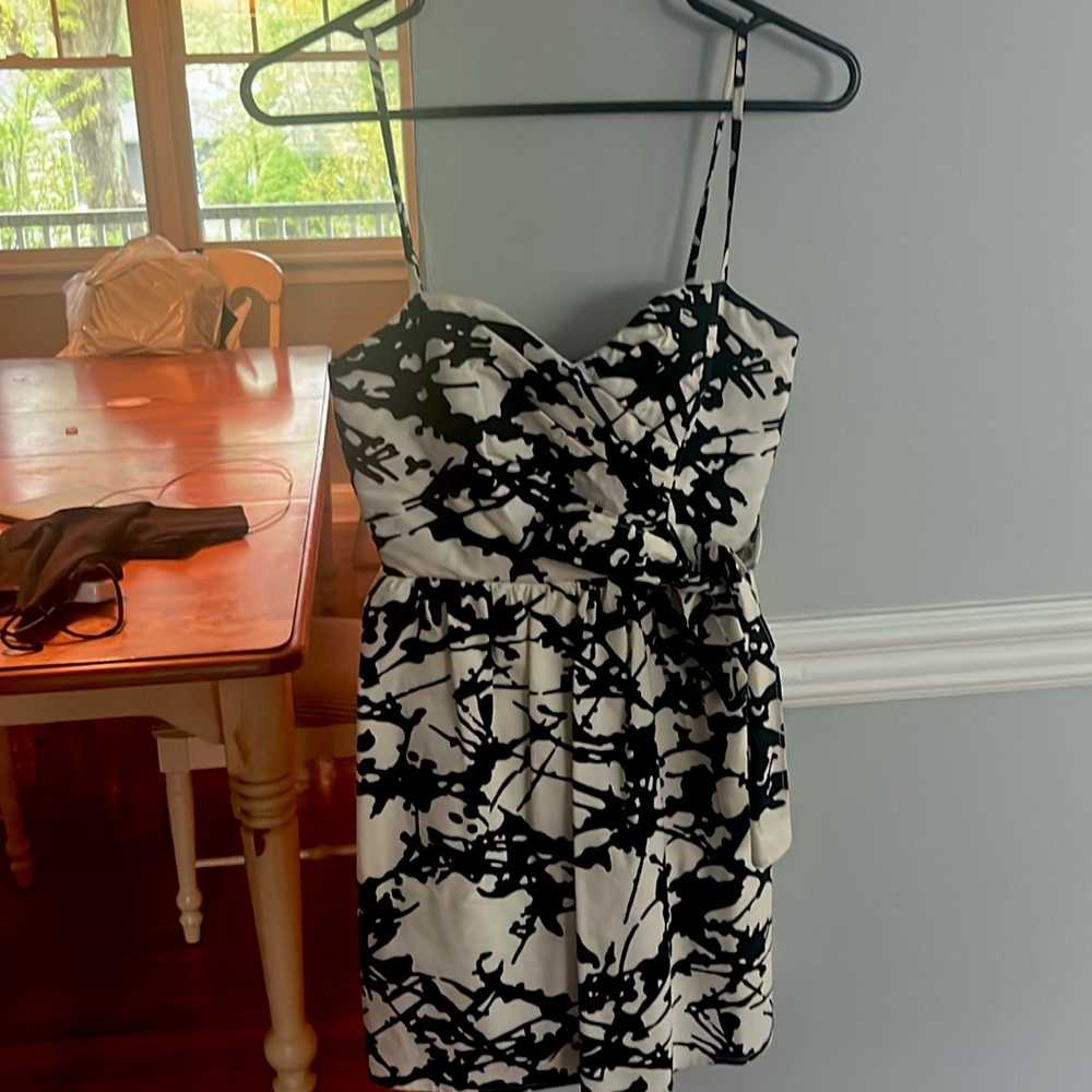 Gently used black and white shirt dress.